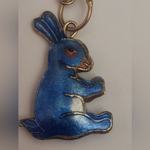 Blue Bunny Enamel Earrings - Picture 4 of 9